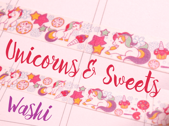 Unicorn Washi Tape | Unicorn and Sweets | Cute Kawaii Masking Tape