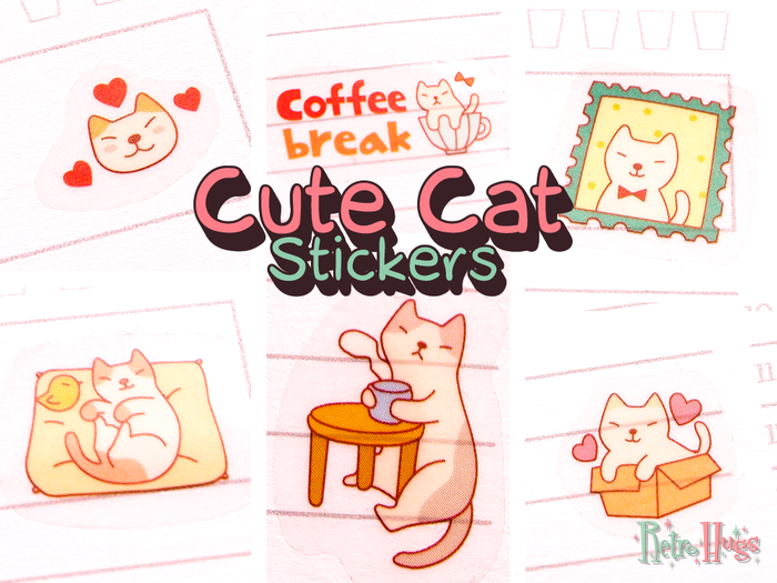 Cute Cat Stickers #1 | Kawaii Cats | 6 Sheets