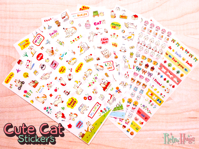 Cute Cat Stickers #1 | Kawaii Cats | 6 Sheets